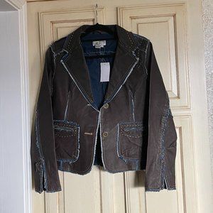 Brown Leather Denim Lined Jacket